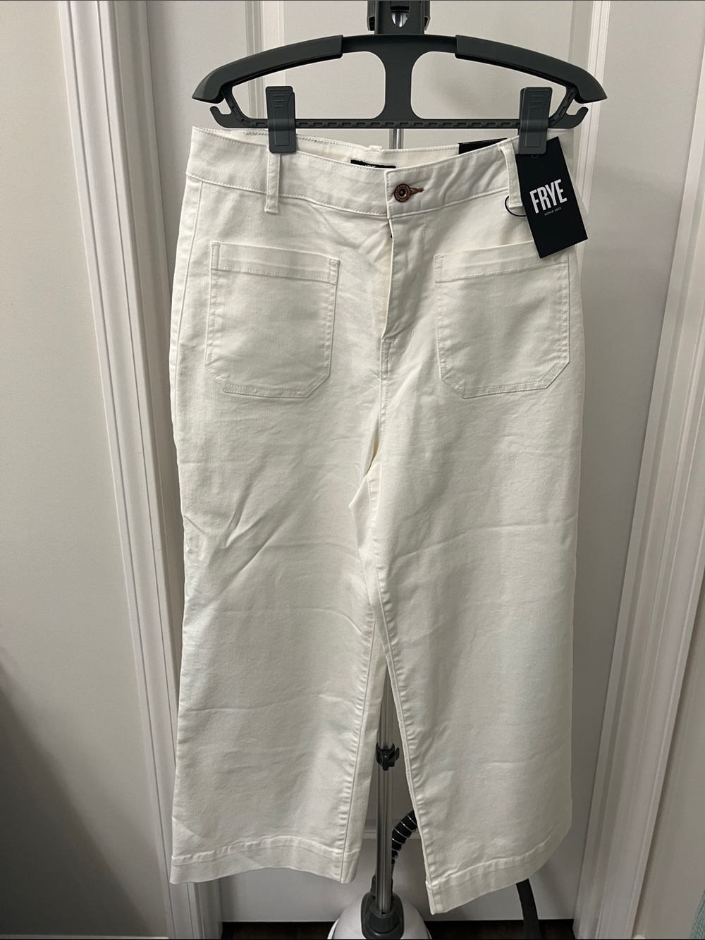 FRYE Women's Carley Cream Cropped Wide-Leg Jeans